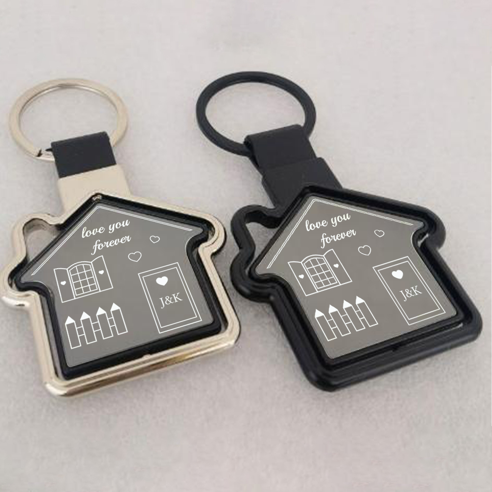 2 PCS Couple Keychain Set Custom 4 Letters & 2 Texts Keyring Family Keychain Valentine's Day Special Gift for Him/Her-Jessemade AU