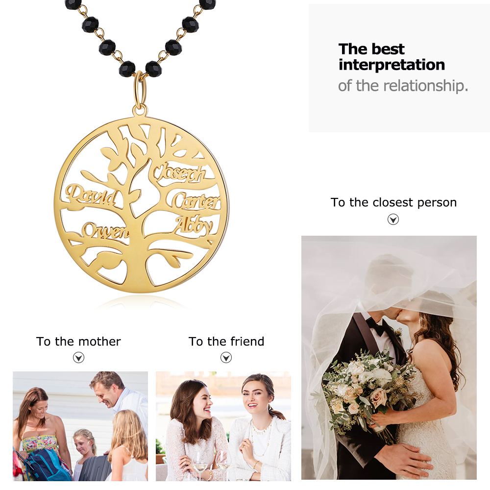 Personalised Family Tree Necklace Custom 5 Names Necklace Gift For Mother-Jessemade AU