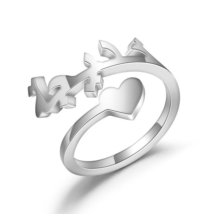 Personalised Arabic Heart Ring Custom 1 Names Open Ring Best Gift For Women-Jessemade AU