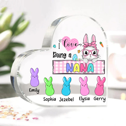 6 Names - Personalised Acrylic Heart Keepsake Custom Names Bunny Ornaments Gifts for Grandma/Mother-Jessemade AU