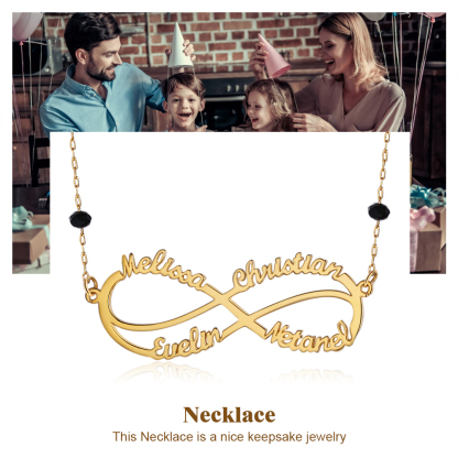 Personalised Infinity Necklace Custom 4 Names Necklace Gift For Women-Jessemade AU