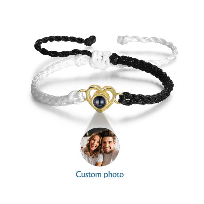 Personalised Heart Projection Bracelet Customised Photo Bracelet Adjustable Bracelet Gift for Couples/Family/Friends-Jessemade AU