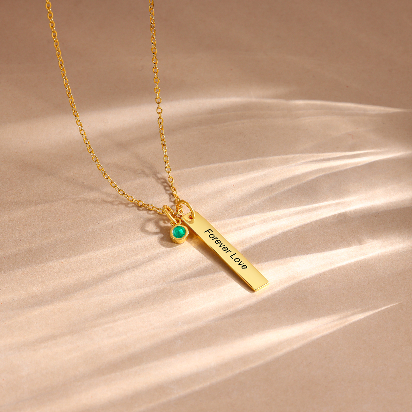 Personalised Bar Pendant Necklace Custom 1 Birthstone & 1 Text Necklace Birthday Gift for Her-Jessemade AU