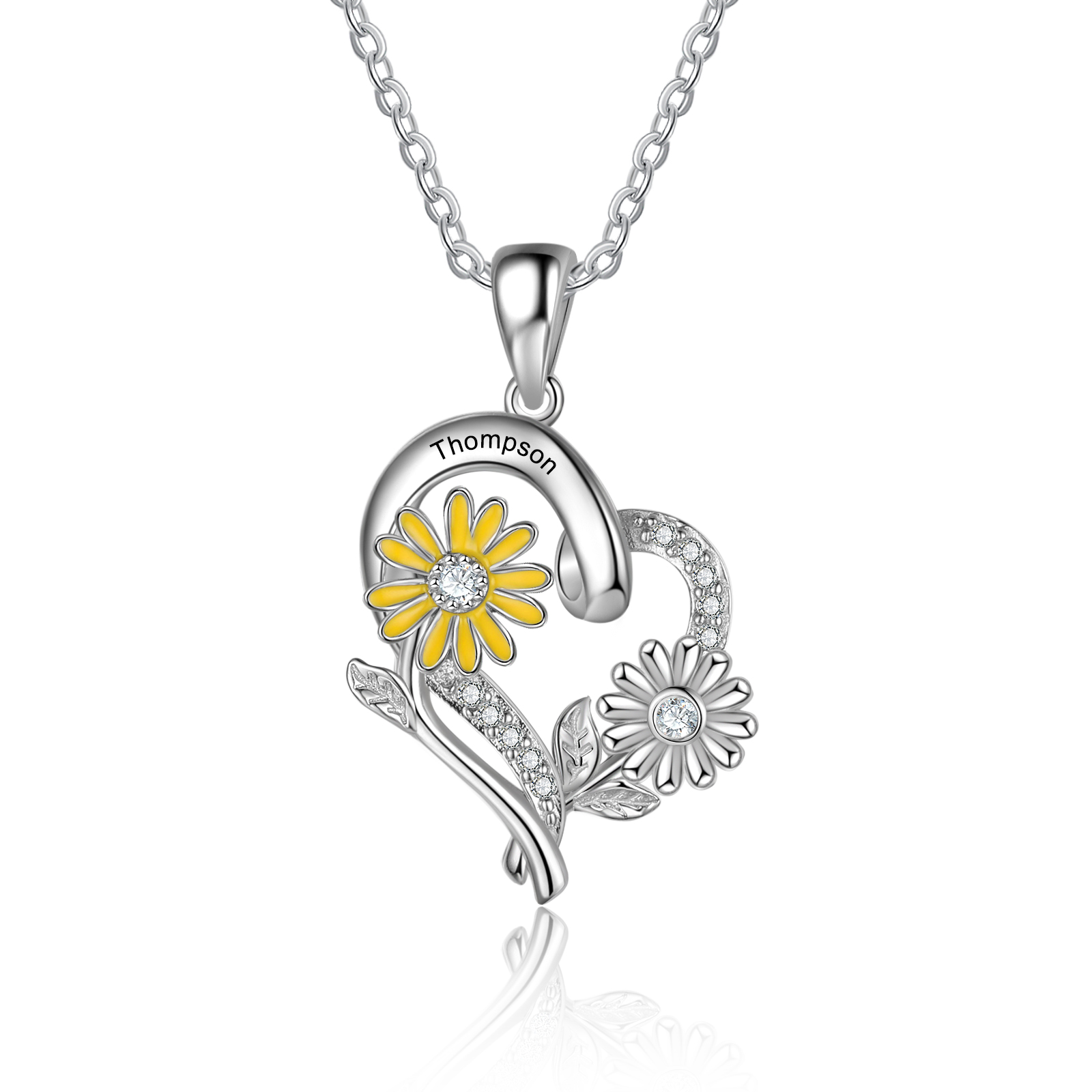 Personalised April Birthflower Necklace With Birthstones Custom 1 Name Necklace For Her-Jessemade AU