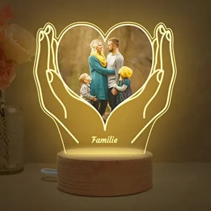 Personalised Heart-Shaped Night Light Customised Photo & Text LED Lamp Gift for Family/Friends-Jessemade AU