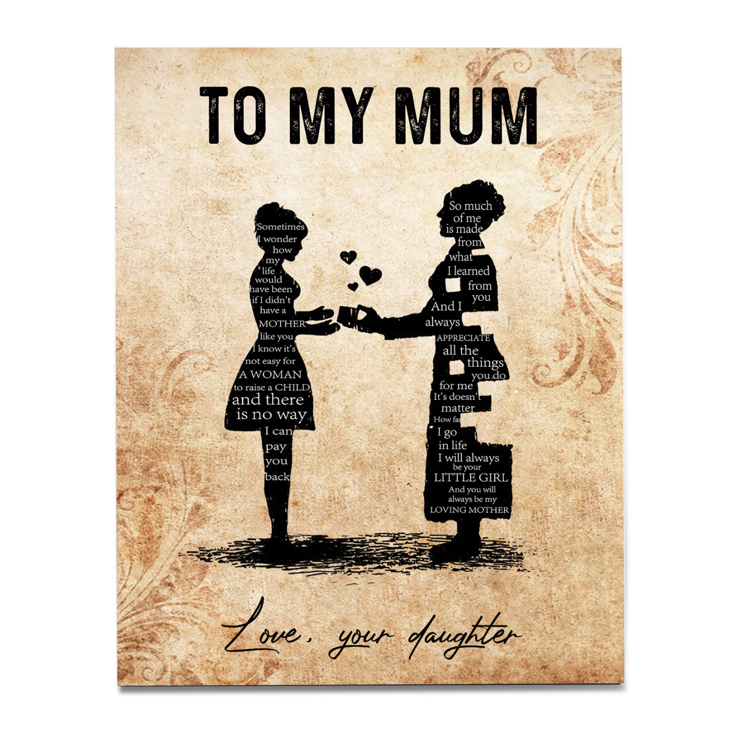 To My Mum Wooden Plaque Mother & Kid Silhouette Home Decoration Mother's Day Gifts - You Will Always Be My Loving Mother-Jessemade AU