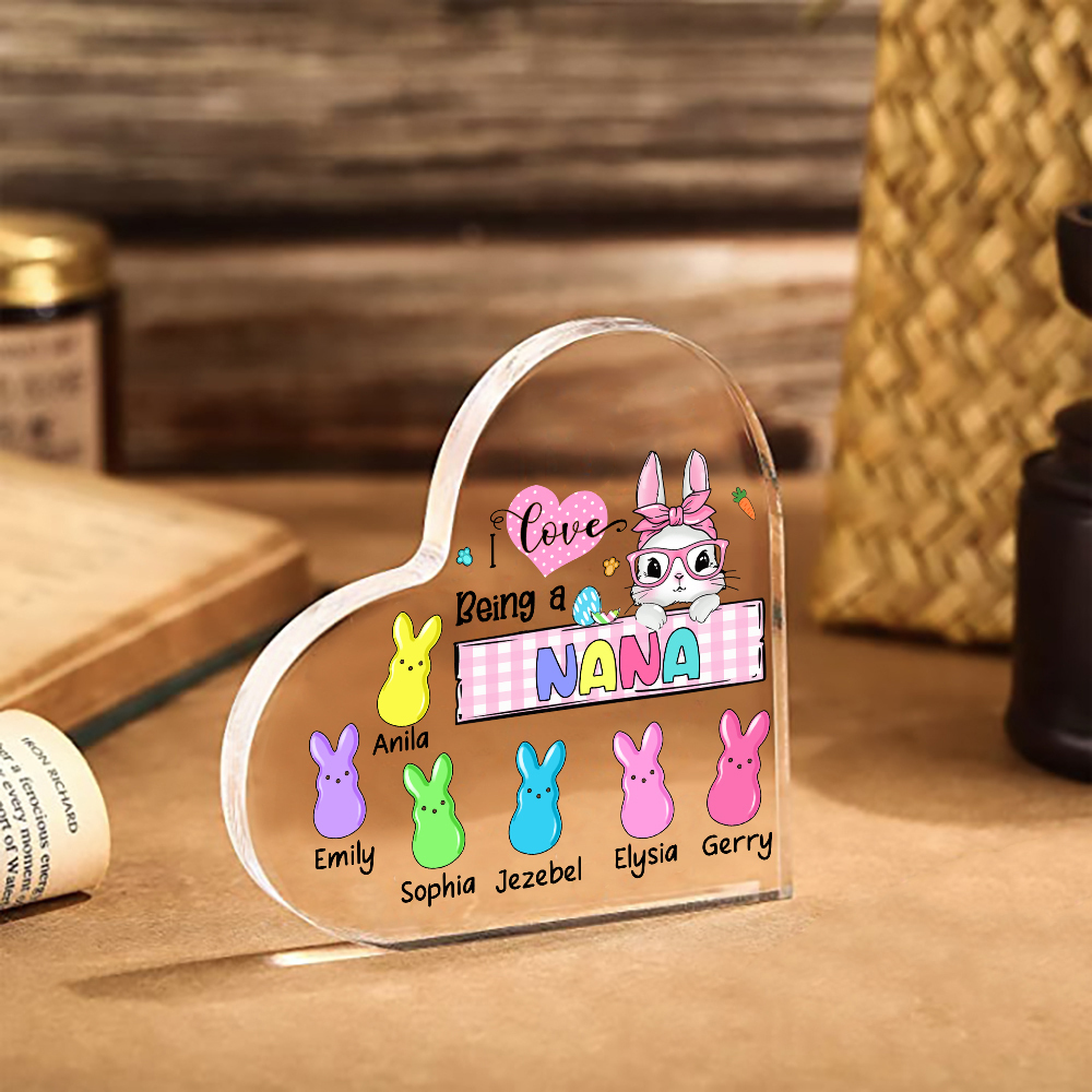 7 Names - Personalised Acrylic Heart Keepsake Custom Names Bunny Ornaments Gifts for Grandma/Mother-Jessemade AU