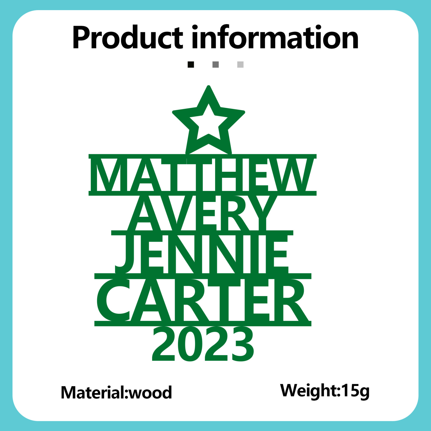 4 Names - Personalised Christmas Tree Ornaments Customised Name Xmas Wooden Decor Gifts for Family Friends-Jessemade AU