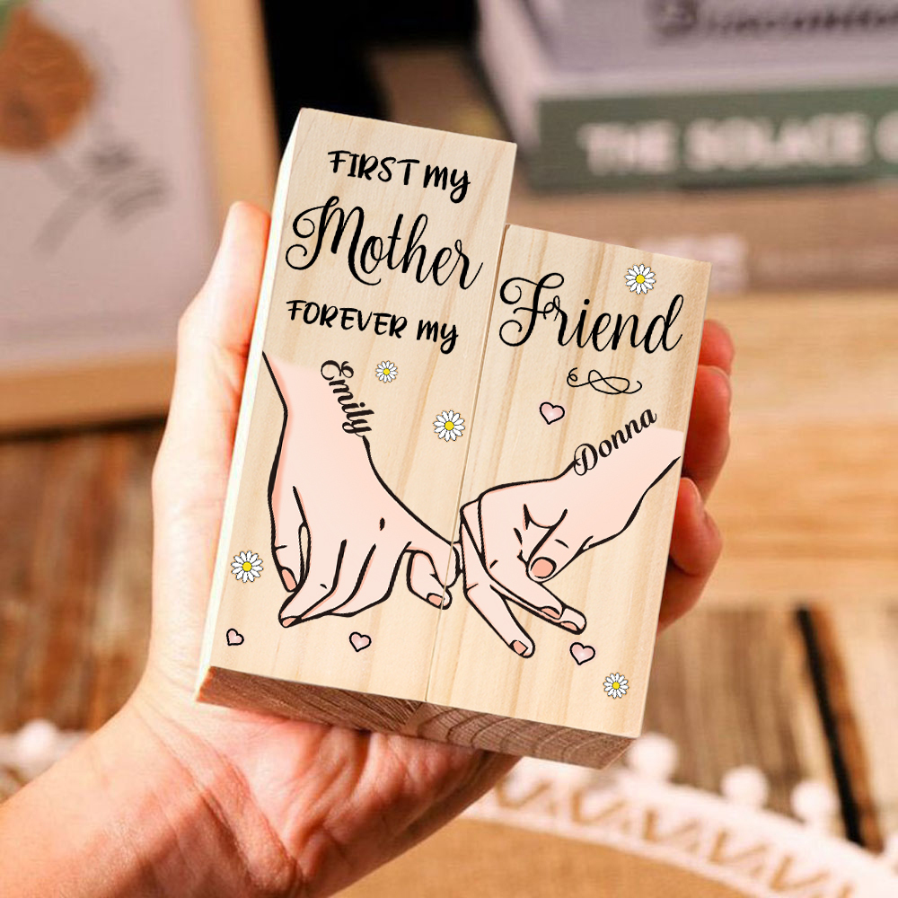 Personalised 2 Names Candle Holder Wooden Candlestick Gifts For Mother - First My Mother, Forever My Friend-Jessemade AU