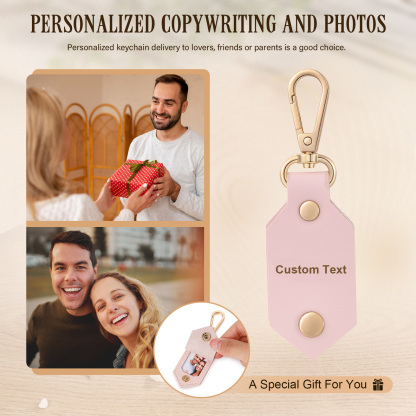 Personalised Photo Keychain Customised with Text Leather Keyring Couple Keychain Gift for Him/her-Jessemade AU