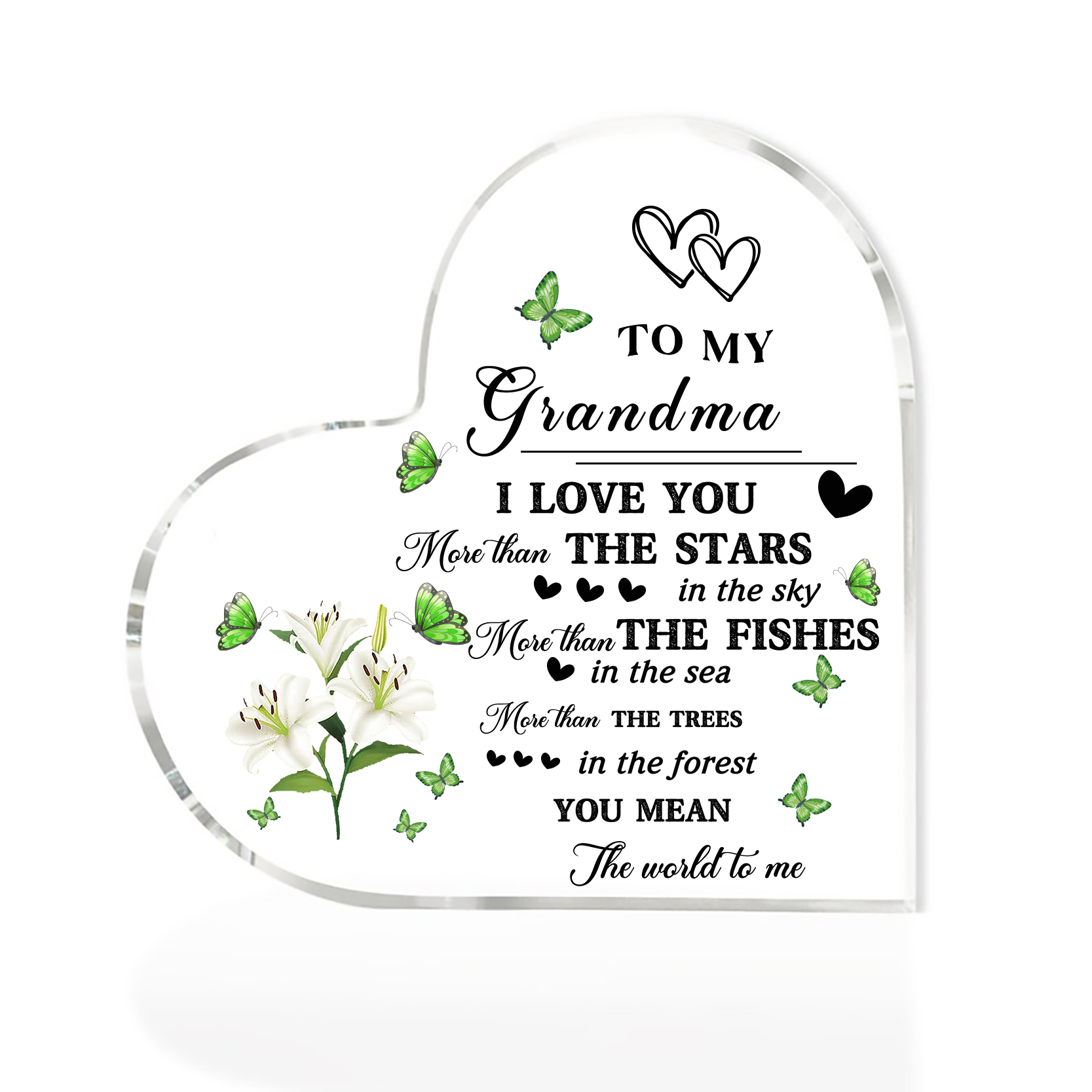 To My Grandma Acrylic Heart Keepsake Heart Ornament-To My Grandma I Love You-Jessemade AU