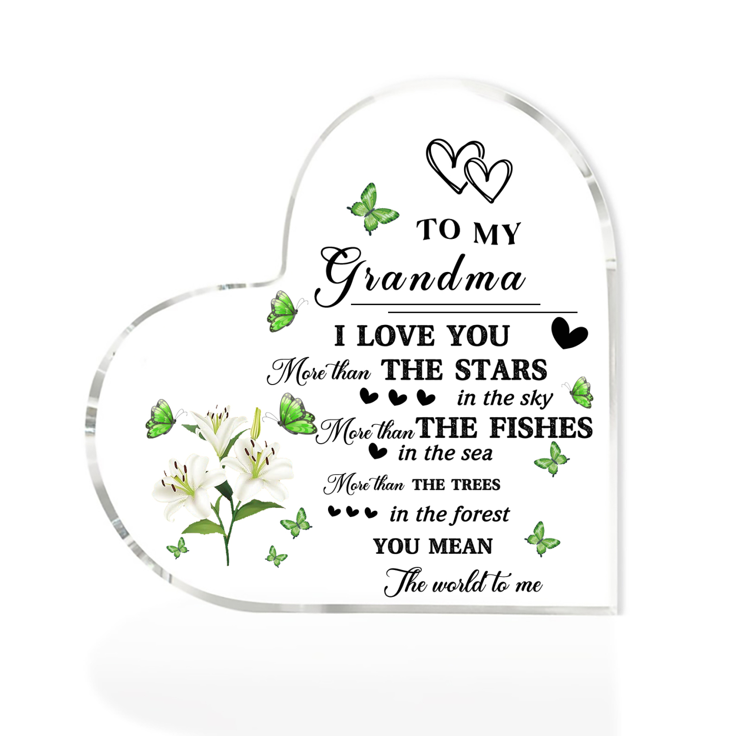 To My Grandma Acrylic Heart Keepsake Heart Ornament-To My Grandma I Love You-Jessemade AU