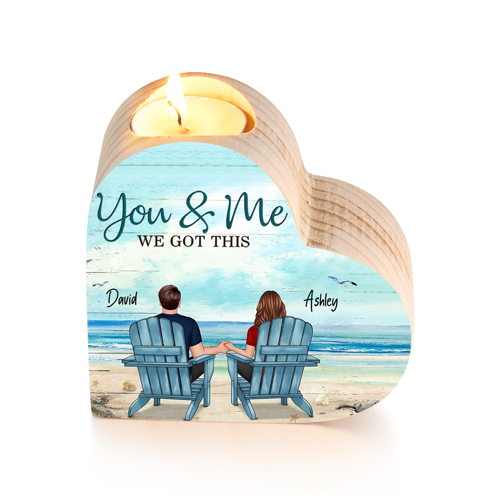 You & Me We Got This Couple Heart Candle Holder Wooden Candlesticks Romantic Gift-Jessemade AU