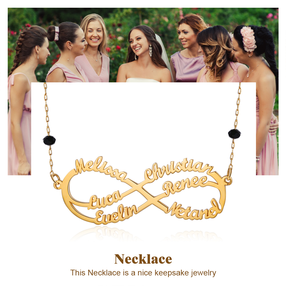 Personalised Infinity Necklace Custom 6 Names Necklace Gift For Women-Jessemade AU