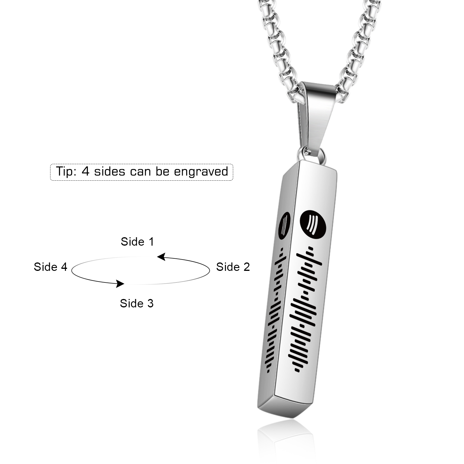 Personalised 3D Vertical Bar Necklace Customised Music Spotify Code Necklace for Her Him-Jessemade AU