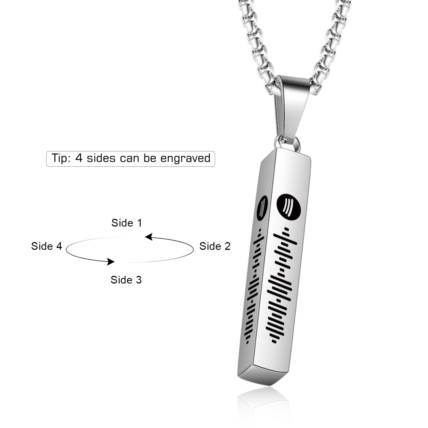 Personalised 3D Vertical Bar Necklace Customised Music Spotify Code Necklace for Her Him-Jessemade AU