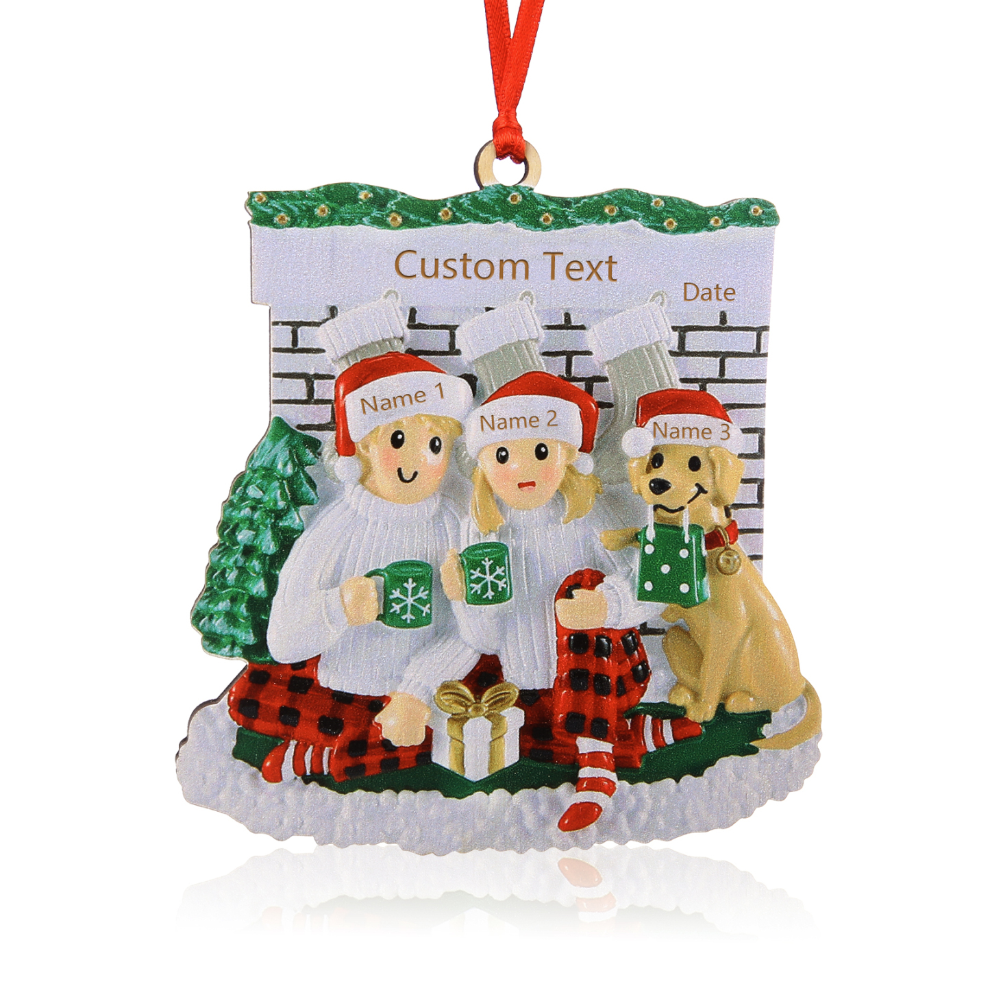 3 Names - Personalised Christmas Ornaments Customised Text & Date Xmas Wooden Decor Gifts for Family Friends-Jessemade AU