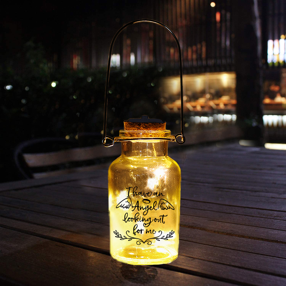 Memorial Jar Night Light - I Have An Angel Looking Out For Me - LED Lamp Memorial Bottle-Jessemade AU