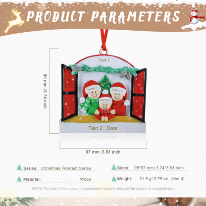 3 Names - Personalised Wooden Christmas Ornaments Customised Text & Date Xmas Decor Gifts for Family Friends-Jessemade AU