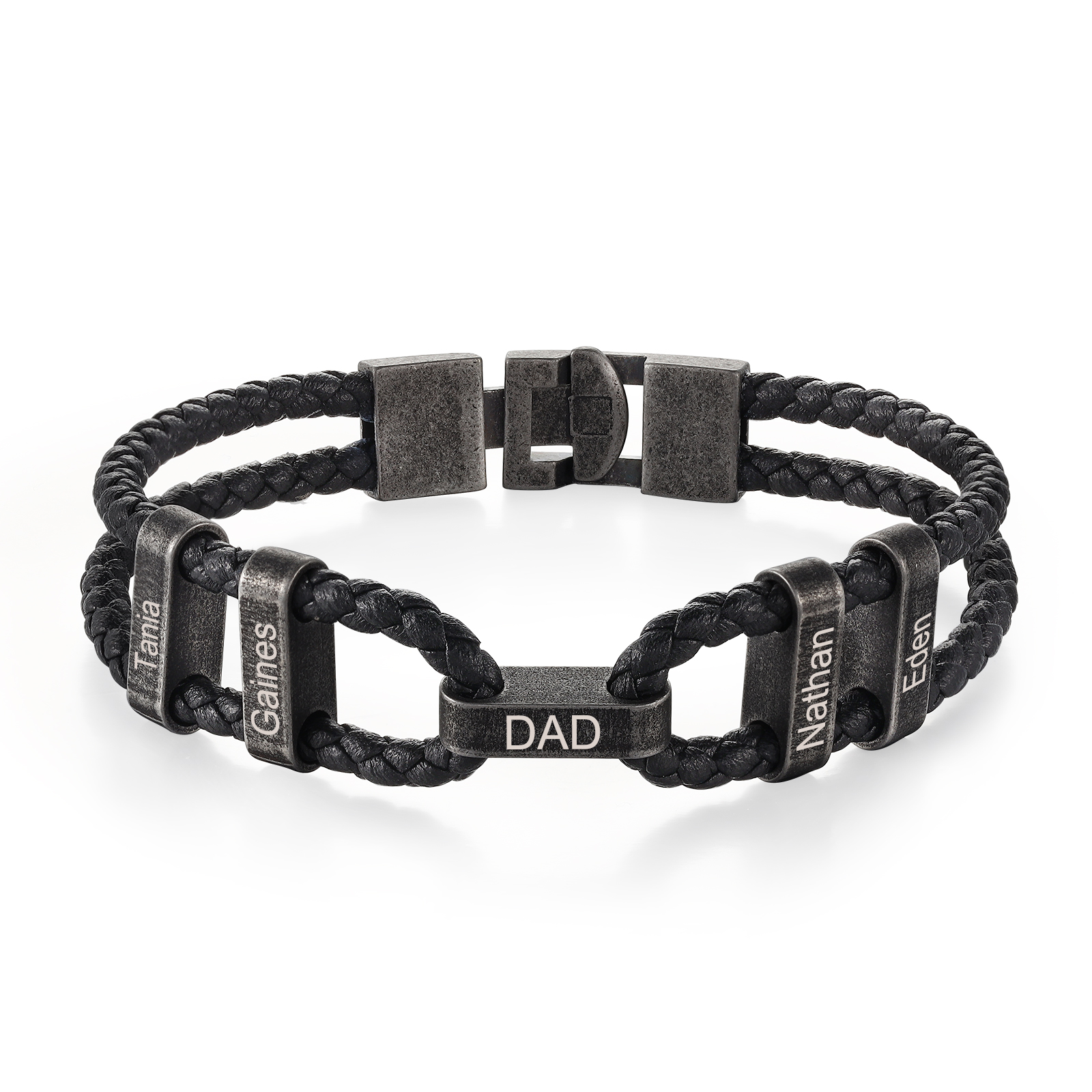 5 Names - Vintage Men's Leather Bracelet Custom Name Bracelet Two Layers Bracelet Personalised Gift for Him-Jessemade AU