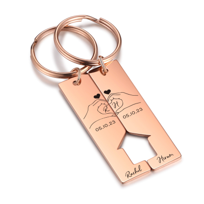 To My Man/Woman Keyring Custom 2 Letters & 2 Dates & 2 Names Couple Keychain Valentine's Day Gift for Couples-Jessemade AU