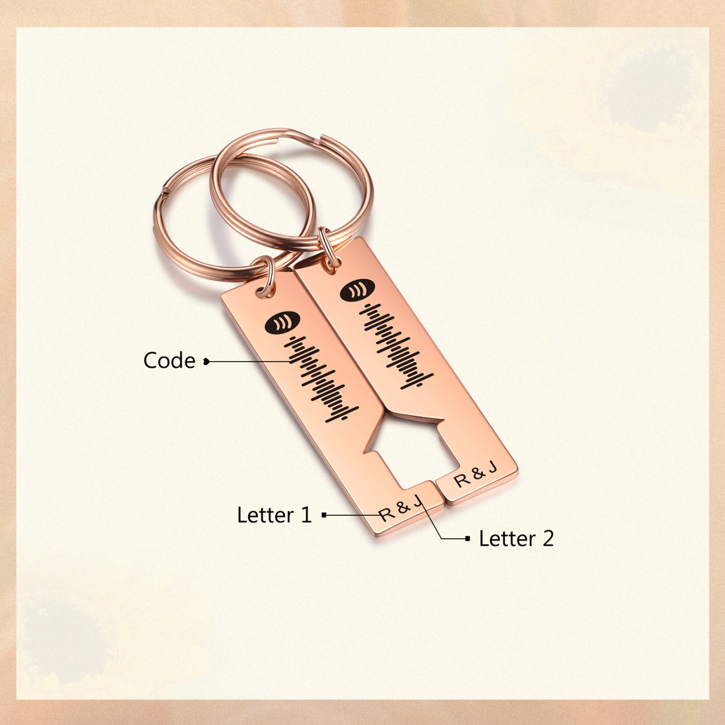 Personalised Spotify Code Keyring Custom 2 Letters Keychain Scannable Music Keychain Valentine's Day Gift for Couples-Jessemade AU