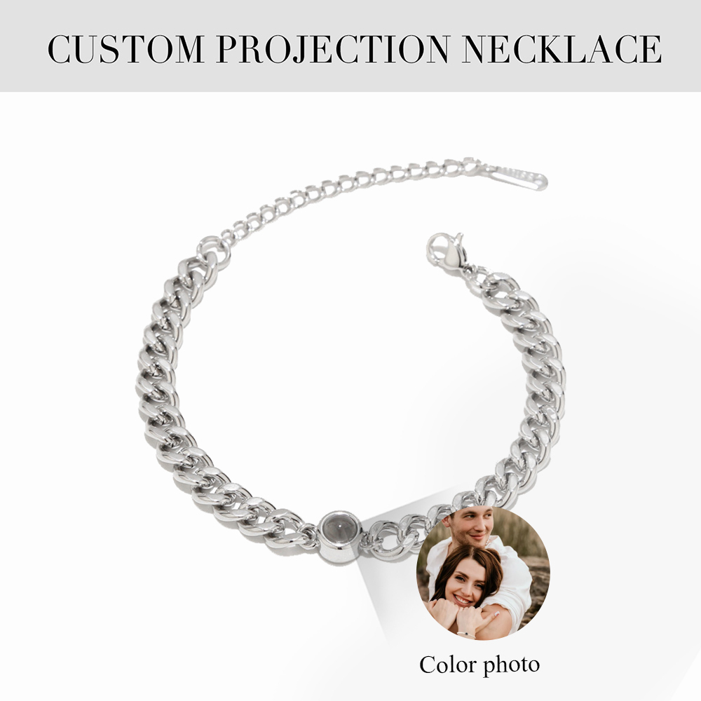 Cuban Chain Men's Bracelet Personalised Projection Bracelet Custom Photo Love Style Gifts for Men-Jessemade AU