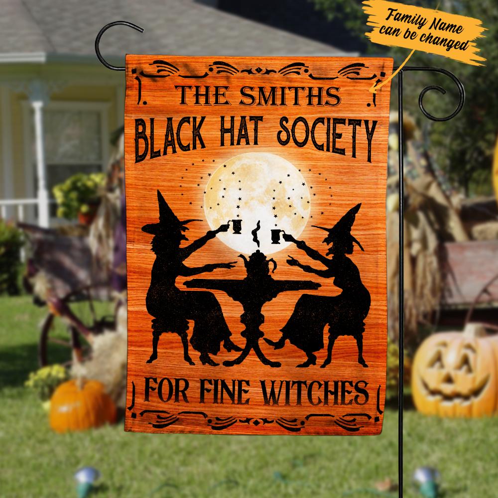 Personalised Halloween Witch Black Hat Society Garden Flag-Jessemade AU