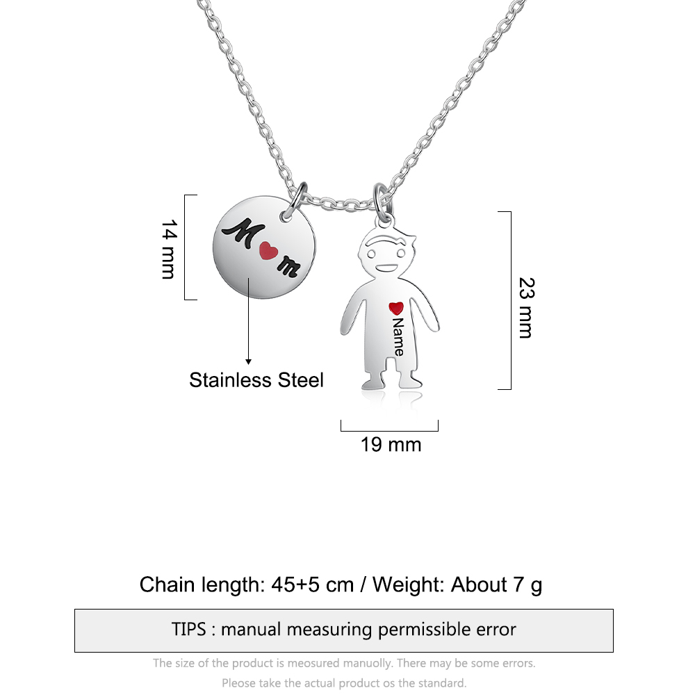 Personalised Kid Charm Necklace Engraved Names Gift For Mother-Jessemade AU