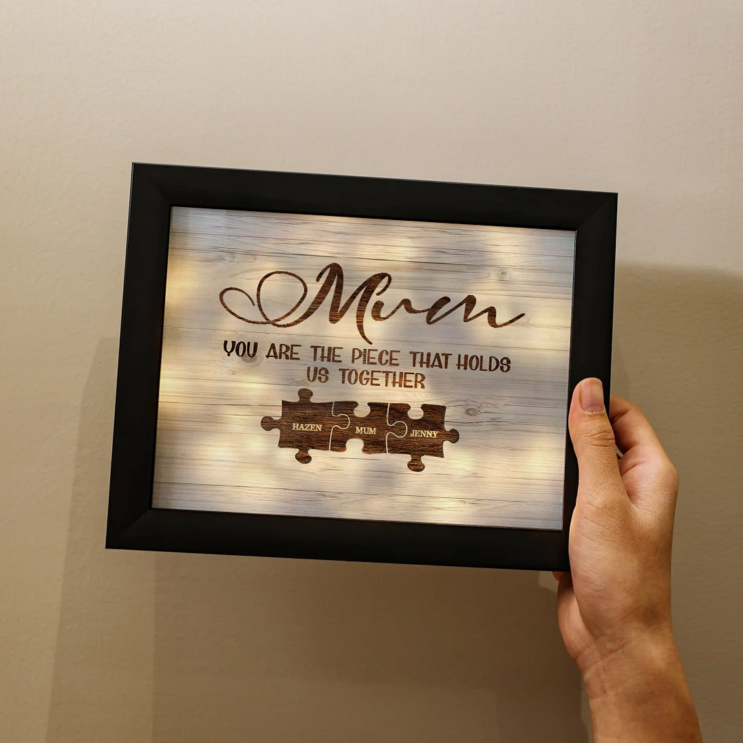 Personalised Mum Puzzle Picture Frame With Light Custom 3 Names Decor Gifts For Mother - You are the piece that holds us together-Jessemade AU