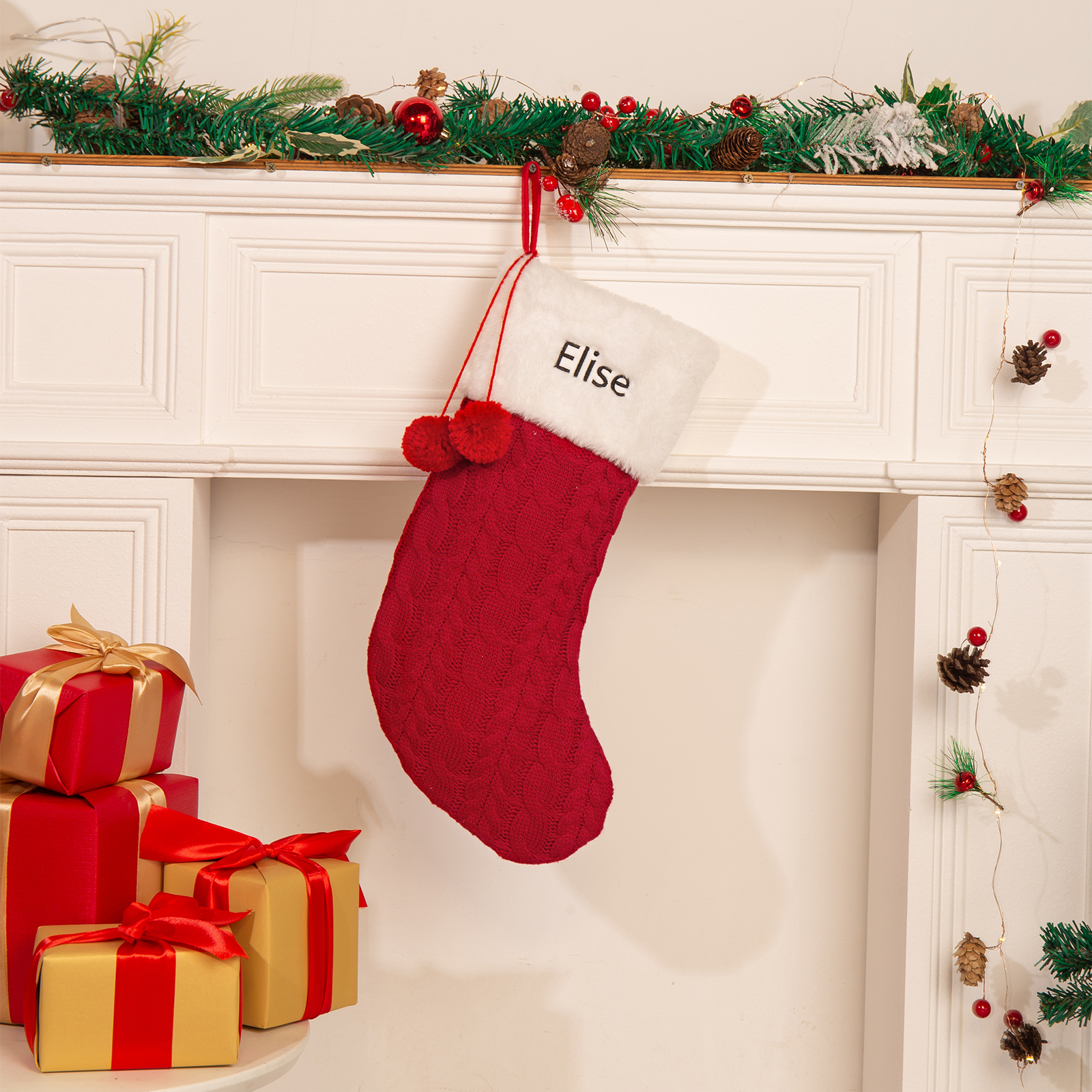 Personalised Christmas Fireplace Decor Customised 1 Name Christmas Stocking Gift for Family and Friends-Jessemade AU