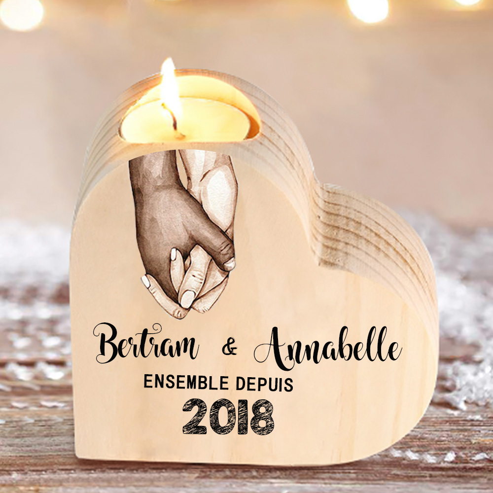 Couple Wooden Heart Candle Holder Hand Gesture Heart Promise Candlesticks-Jessemade AU