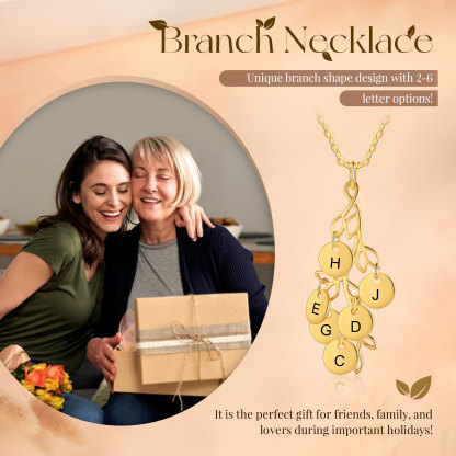 Personalised Branches Pendant Necklace Custom 6 Letters Circle Charm Necklace Gold Birthday Gift for Her-Jessemade AU