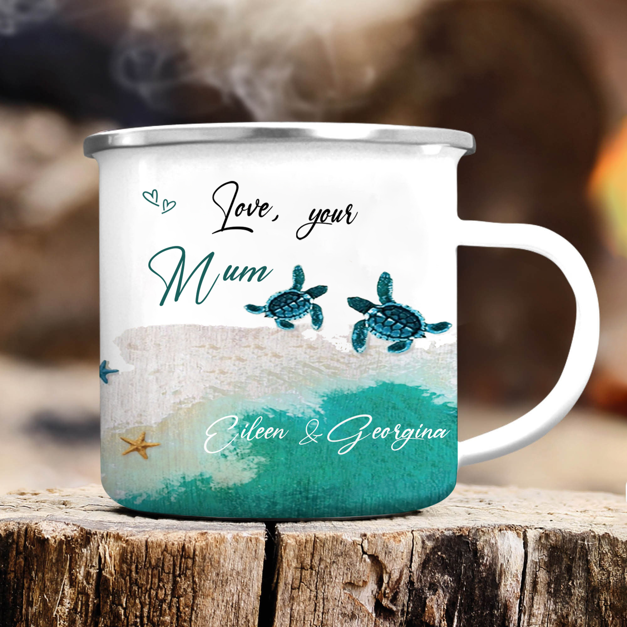 To My Daughter Sea Turtle Enamel Mug Customised 2 Names Cup Mum to Daughter Personalised Gift - Just Always Remember That I Love You-Jessemade AU