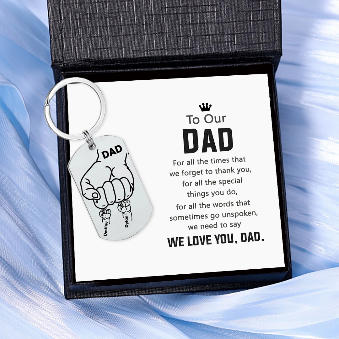 Dad Fist Bump Personalised Photo Keychain Engrave 2 Names Father's Day Gifts-Jessemade AU