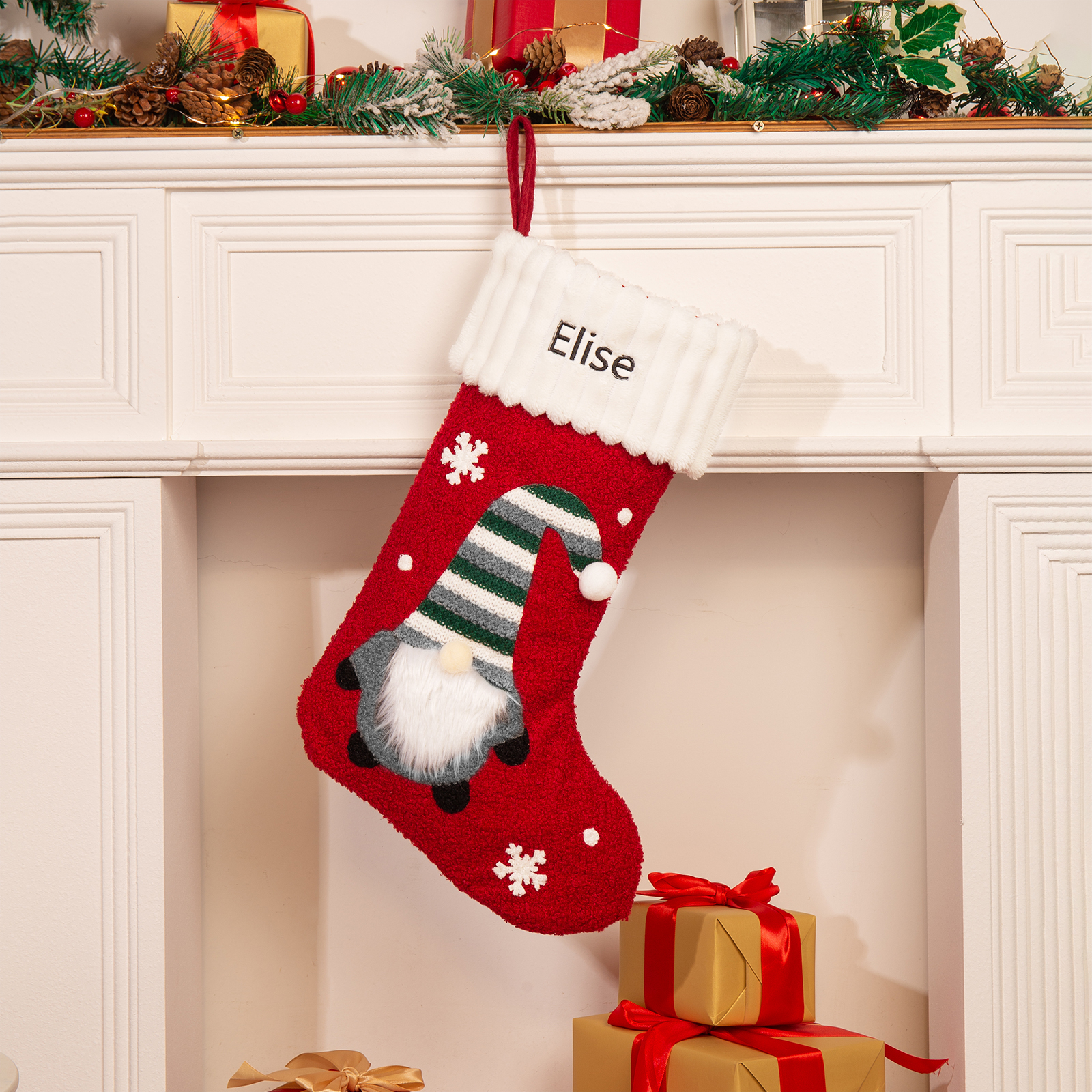Personalised Christmas Stockings Ornaments Custom 1 Name Santa Claus stocking Christmas Gifts for Family Friends-Jessemade AU