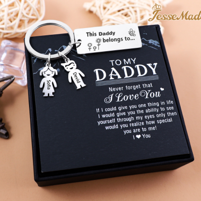 Personalised Kid Charm Keychain Engraved 2 Names Family Keychain for Him-Jessemade AU