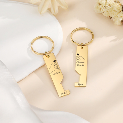 To My Man/Woman Keyring Custom 2 Letters & 2 Dates & 2 Names Couple Keychain Valentine's Day Gift for Couples-Jessemade AU