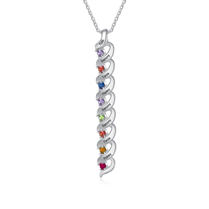 Customised Necklace Cascading Pendant with 8 Birthstones Engraving 8 Names Gifts for Her-Jessemade AU