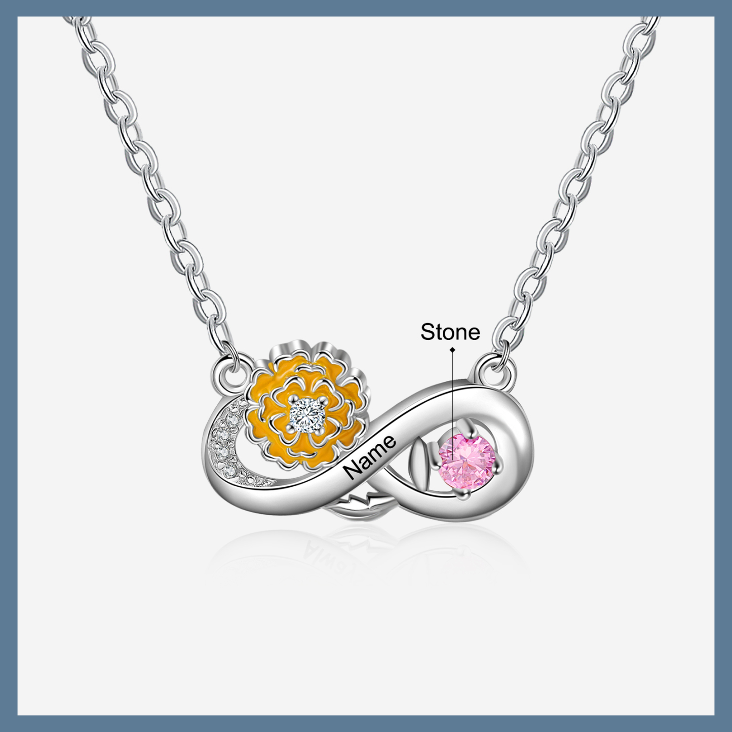 Personalised October Birthflower Necklace With Birthstone Gift For Women-Jessemade AU