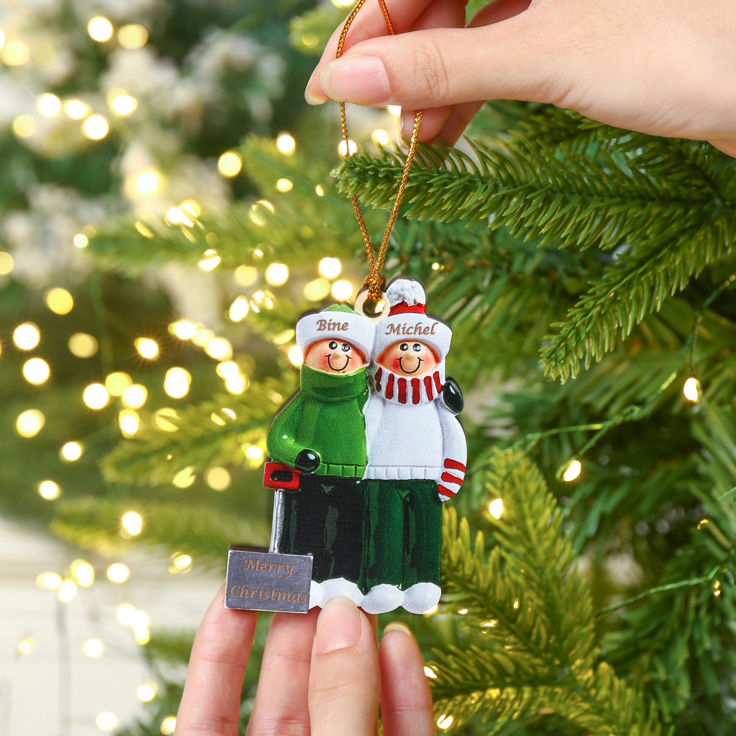 2 Names - Personalised Christmas Tree Ornaments Wooden Christmas Decor with Name Gifts for Family Friends-Jessemade AU