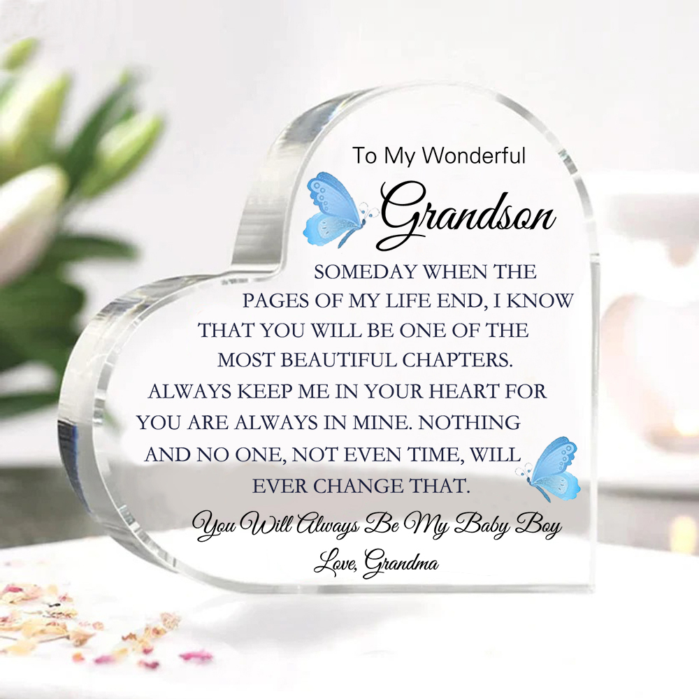 To My Granddaughter Acrylic Heart Keepsake To My Grandson Heart Ornament - You Will Always Be My Baby Girl/Boy-Jessemade AU