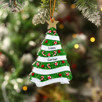 2 Names - Personalised Christmas Tree Ornament Customised Name Wooden Hanging Ornaments Christmas Gift for Family-Jessemade AU