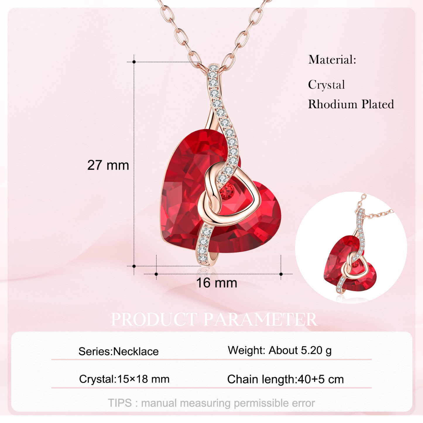 Heart-shaped Crystal Necklace Birthstone Necklace Gifts For Her-Jessemade AU