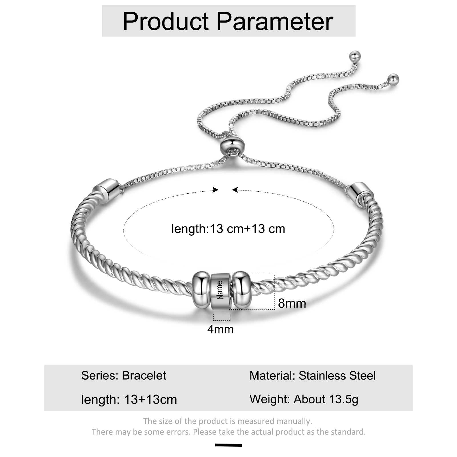 Personalised 1 Name Women's Bracelet With Beads-Jessemade AU