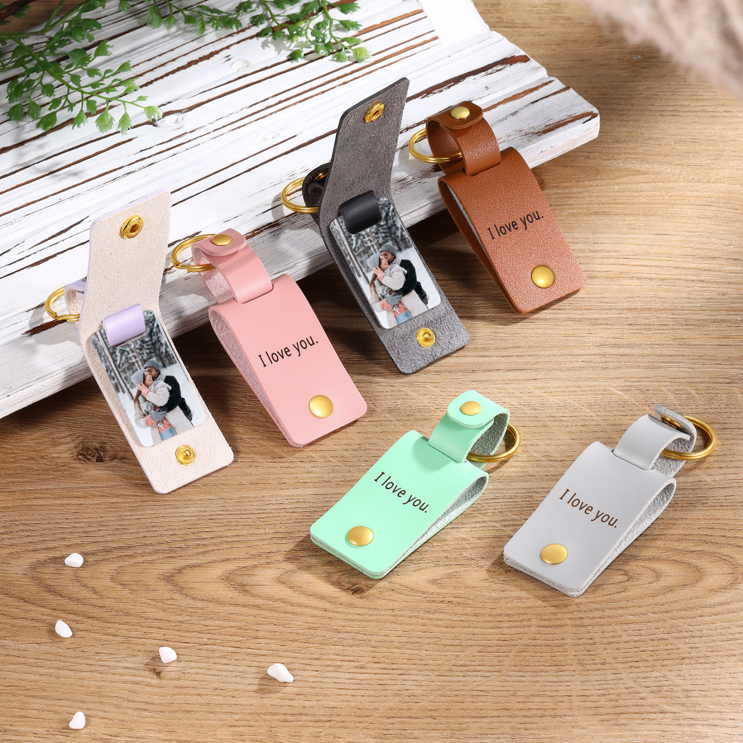 Personalised Photo Keychain Customised with Text Leather Keyring Couple Keychain Gift for Him/her-Jessemade AU