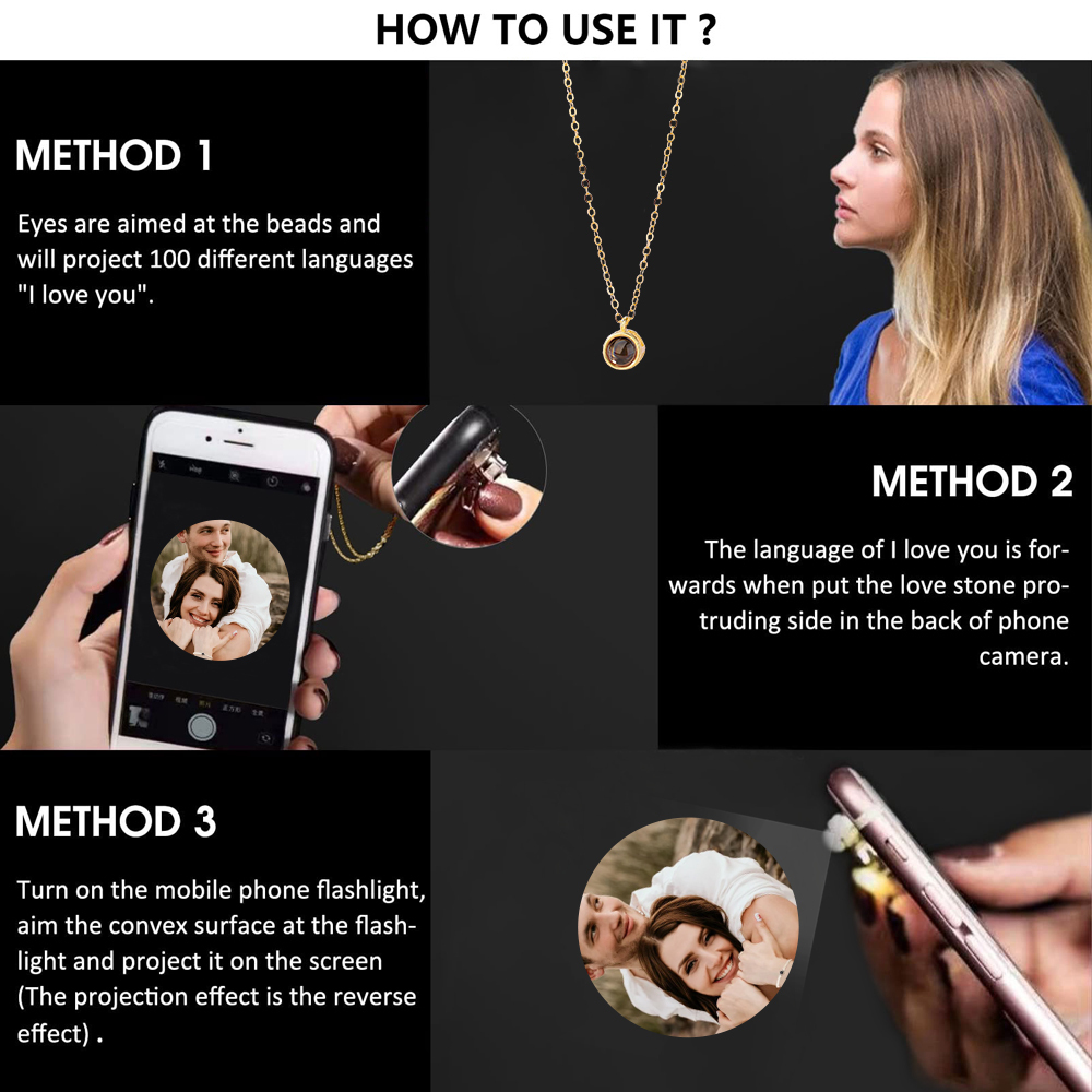 Personalised Projection Necklace Love Style Photo Necklace Gifts For Her-Jessemade AU