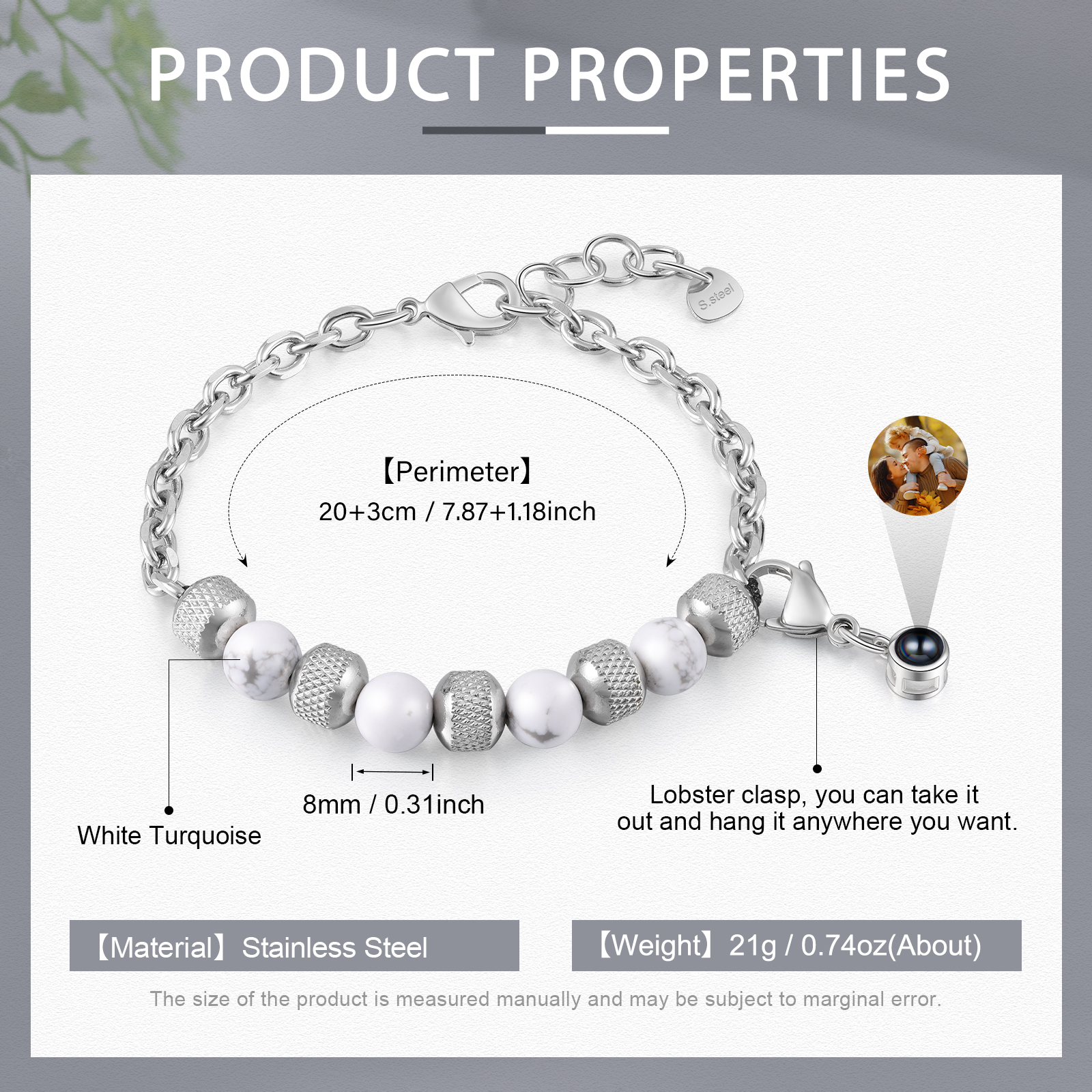 Personalised Projection Bracelet Custom Photo Bracelets Stainless Steel Adjustable Bracelet Creative Gift for Women/Girls-Jessemade AU