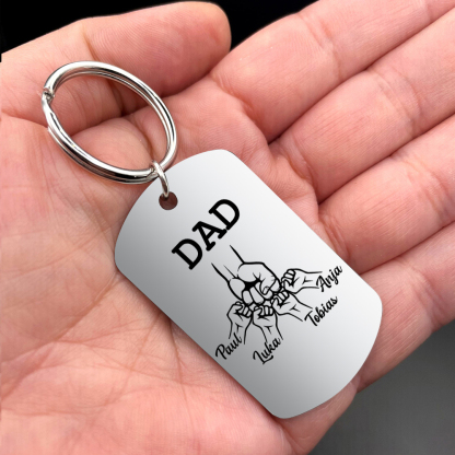 Custom Dad Keyring Fist Bump Keychain Engrave 4 Kids' Names Father's Day Gifts-Jessemade AU