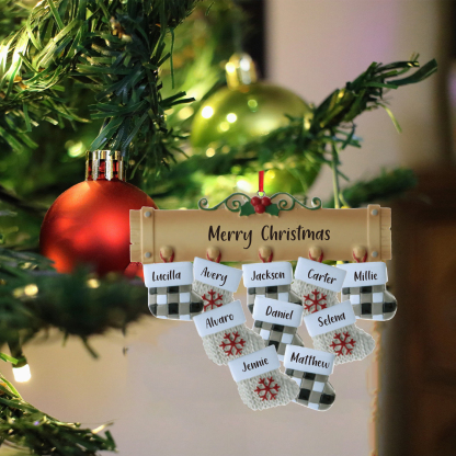 10 Names - Personalised Christmas Stockings Ornaments Customised Name & Text Christmas Decor Wooden Gifts for Family Friends-Jessemade AU